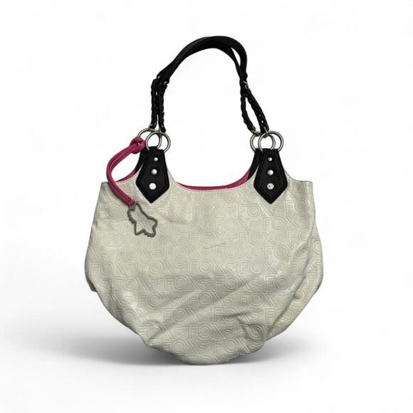Fox Racing Handbags - Fox Racing white and pink vintage 2000s leather with fox chain purse Y2K grunge